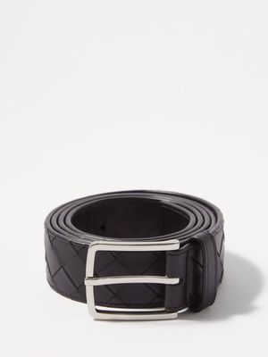Bottega Veneta - Intrecciato Leather Belt - Mens - Black