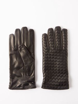 Bottega Veneta - Intrecciato-leather Gloves - Mens - Black