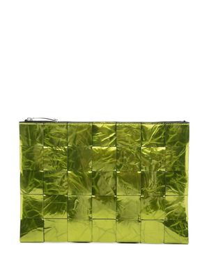 Bottega Veneta Intrecciato metallic clutch bag - Green