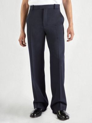 Bottega Veneta - Inverted-pocket Grain-de-poudre Suit Trousers - Mens - Navy