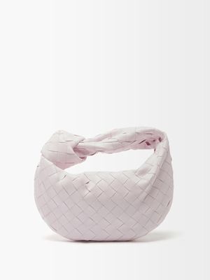 Bottega Veneta - Jodie Mini Intrecciato-leather Clutch Bag - Womens - Light Pink