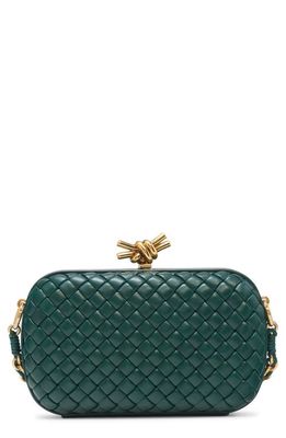 Bottega Veneta Knot Clasp Intrecciato Leather Minaudière in Emerald Green/Brass