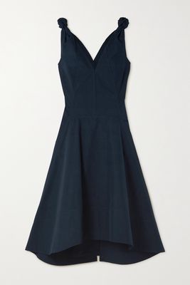 Bottega Veneta - Knotted Cotton-poplin Midi Dress - Blue