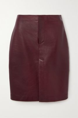 Bottega Veneta - Leather Midi Skirt - Red