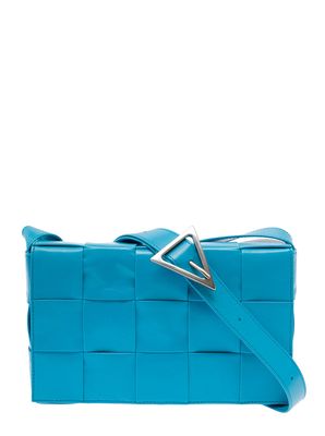 Bottega Veneta medium Cassette Light-blue Pool Shoulder Bag In Intreccio Leather Man