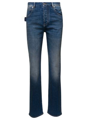 Bottega Veneta Medium Washed Five-pocket Style Jeans With Logo Patch In Cotton Denim Woman