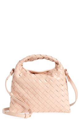 Bottega Veneta Mini Hop Intrecciato Leather Hobo Bag in Lotus/Brass