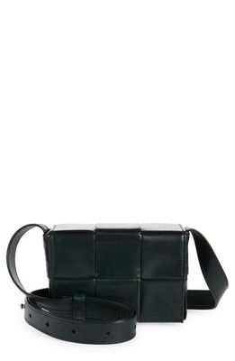 Bottega Veneta Mini Intrecciato Leather Crossbody Bag in Inkwell/Silver