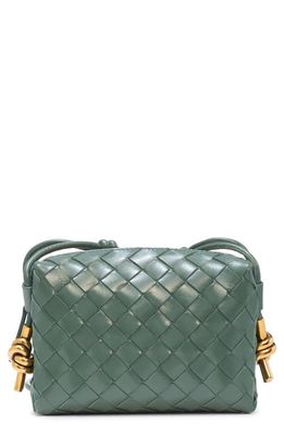 Bottega Veneta Mini Knot Detail Intrecciato Leather Crossbody Bag in Aloe/Brass