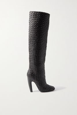 Bottega Veneta - Mini Lido Intrecciato Leather Knee Boots - Black