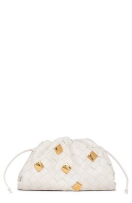 Bottega Veneta Mini Pouch Intrecciato Studded Leather Crossbody Bag in Chalk-M Brass