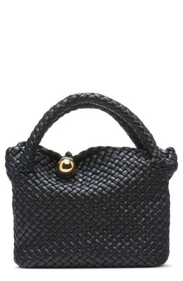 Bottega Veneta Mini Tosca Intrecciato Leather Top Handle Bag in Black Brass