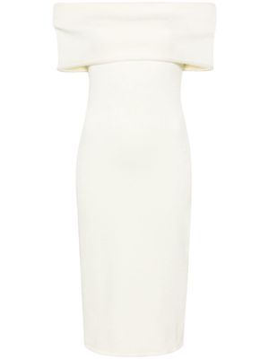 Bottega Veneta off-shoulder textured midi dress - Yellow