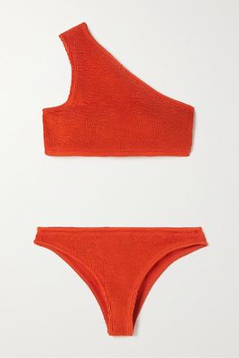 Bottega Veneta - One-shoulder Seersucker Bikini - Red