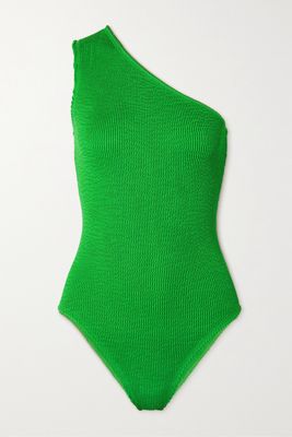 Bottega Veneta - One-shoulder Seersucker Swimsuit - Green