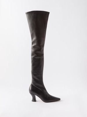 Bottega Veneta - Over-the-knee Leather Boots - Womens - Black