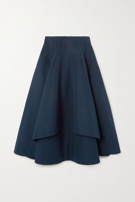 Bottega Veneta - Pleated Cotton Midi Skirt - Blue