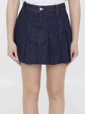 Bottega Veneta Pleated Denim Skirt