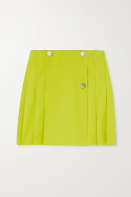 Bottega Veneta - Pleated Wool-gabardine Mini Wrap Skirt - Green