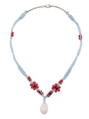 Bottega Veneta Pre-Owned 2010s floral beads crochet necklace - Blue