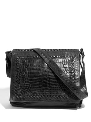 Bottega Veneta Pre-Owned crocodile-embossed messenger bag - Black