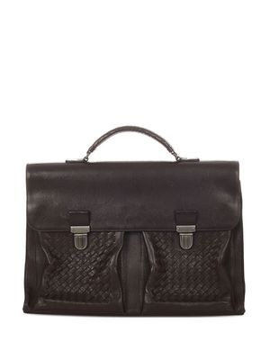 Bottega Veneta Pre-Owned Intrecciato-detailed leather briefcase - Brown