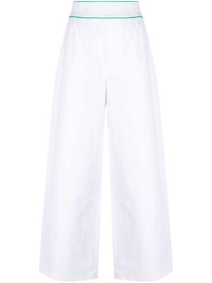 Bottega Veneta Pre-Owned logo-waistband wide-leg trousers - White