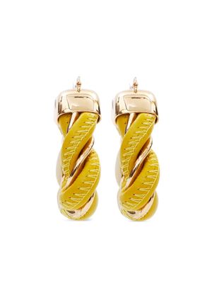 Bottega Veneta Pre-Owned twist-detailed hoop earrings - Yellow