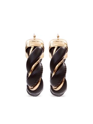 Bottega Veneta Pre-Owned twisted triangle hoop earrings - Black