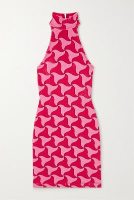Bottega Veneta - Printed Stretch-seersucker Mini Dress - Pink