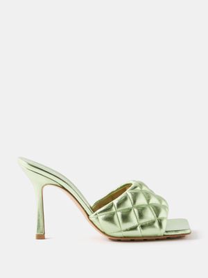 Bottega Veneta - Quilted 90 Square-toe Leather Sandals - Womens - Green