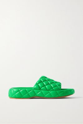 Bottega Veneta - Quilted Leather Flatform Slides - Green