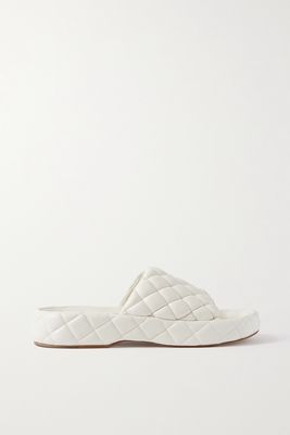 Bottega Veneta - Quilted Leather Platform Slides - White
