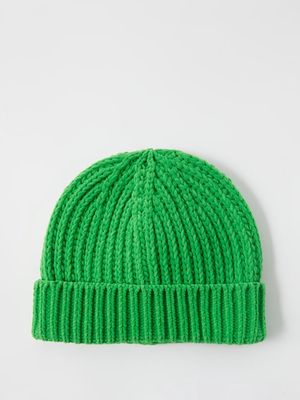 Bottega Veneta - Ribbed Chenille Beanie Hat - Womens - Green
