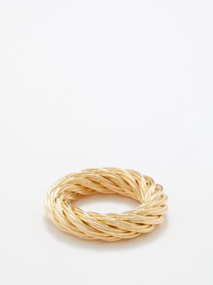 Bottega Veneta - Rope-twist 18kt Gold-plated Sterling-silver Ring - Womens - Yellow Gold