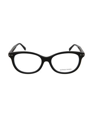 Bottega Veneta Round Eyeglasses in Black Grey Transparent