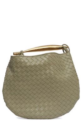 Bottega Veneta Sardine Intrecciato Leather Top Handle Bag in 2929 Travertine-Muse Bra