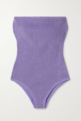 Bottega Veneta - Seersucker Bandeau Swimsuit - Purple
