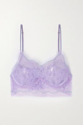 Bottega Veneta - Sequin-embellished Lace Underwired Balconette Bra - Purple