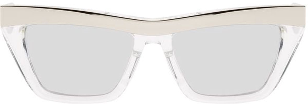 Bottega Veneta Silver Rectangular Sunglasses