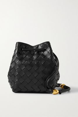 Bottega Veneta - Small Embellished Intrecciato Leather Bucket Bag - Black