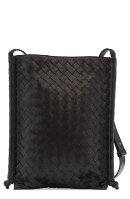 Bottega Veneta Small Intrecciato Leather Crossbody Bag in Black/Silver