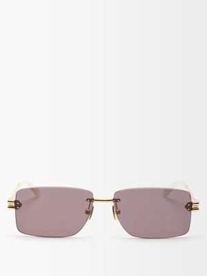 Bottega Veneta - Square Metal Sunglasses - Mens - Gold