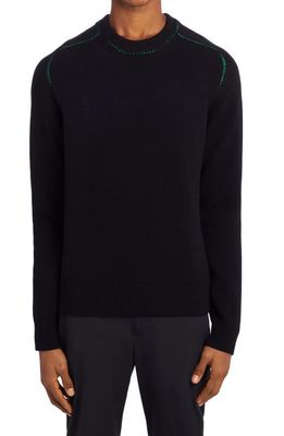Bottega Veneta Stitch Detail Merino Wool Sweater in Black