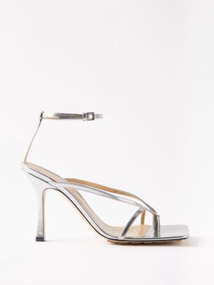 Bottega Veneta - Stretch Square-toe Leather Sandals - Womens - Silver