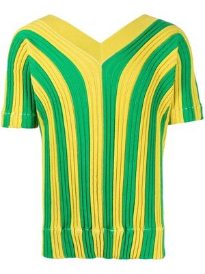 Bottega Veneta striped ribbed-knit T-shirt - Green