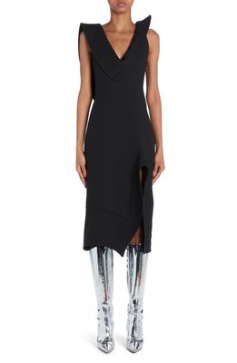 Bottega Veneta Structured Sleeveless Midi Dress in 1000 Black
