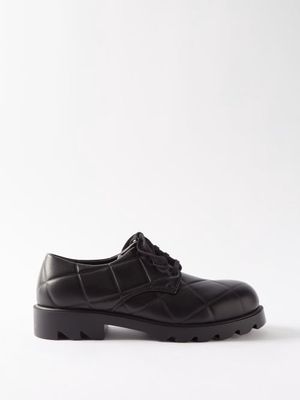 Bottega Veneta - Strut Grid Quilted-leather Derby Shoes - Mens - Black