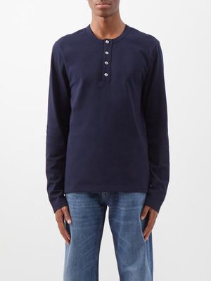 Bottega Veneta - Sunrise Cotton-jersey Long-sleeved T-shirt - Mens - Navy