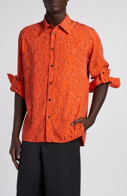 Bottega Veneta Texture Stripe Button-Up Shirt in Tulip/Black/White at Nordstrom, Size 38 Us